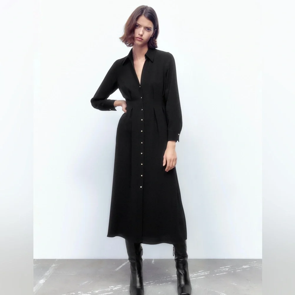 Zara Black Midi Dress - Picture 2 of 10